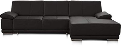 CAVADORE Corianne Sofá de canto em couro autêntico, com apoio de braço ajustável e Chaise Longue, medidas 282 x 80 162 cm em cor castanha
