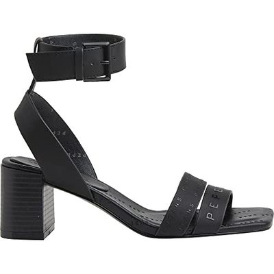Pepe Jeans Mixte Altea Young Sandales à Talons mi-Hauts, Black, 40 EU