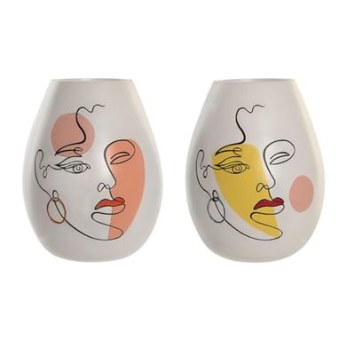 JARRON RESINA 22,5X22,5X29 CARA ABSTRACTO 2 SURT.