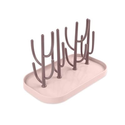 Zuvo Baby Bottle Drying Rack - Pink Bottle Drain Rack with Detachable Antler-Style Brackets - BPA-Free Bottle Holder for Teats, Cups & Baby Accessories – Compact and Easy to Clean