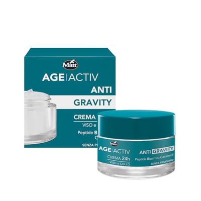 Matt, AGEACTIV Anti-Gravity, ansiktskräm och hals 24 timmar med bioaktiv peptid och 7 keramider, regenererar, omformar och komprimerar huden, främjar hudens elasticitet och ton, parfymfri, 50 ml