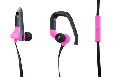 aiino - GO SPORT oordopjes met ergonomische oorlus, geïntegreerde microfoon, universele compatibiliteit, ideaal voor training, maximale stabiliteit - roze