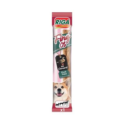 RIGA - Fing'Os Stick - Friandises Chien - Snack Tendre Au Canard - Riche en Vitamines Et Minéraux - sans Sucre Ajouté, Colorant, Conservateur Et Arômes Artificiels - Récompense Idéale - 1 x 12g