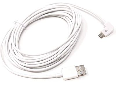 System-S Mikro-USB-kabel 90° höger vinklad vinkelkontakt till USB 2.0 typ A (hane) datakabel laddningskabel ca 495 cm i vitt