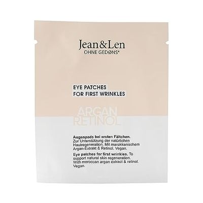 Jean & Len Pads régénérants pour les yeux huile d'argan & rétinol, pour les premières rides, pads en biocellulose, hydratent intensivement, sans parabènes & silicones, vegan, 1 x 2 pièces