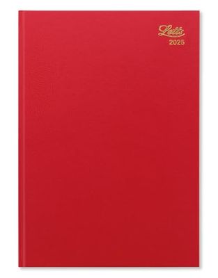 Letts of London Agenda giornaliera 2025, formato A4, colore rosso
