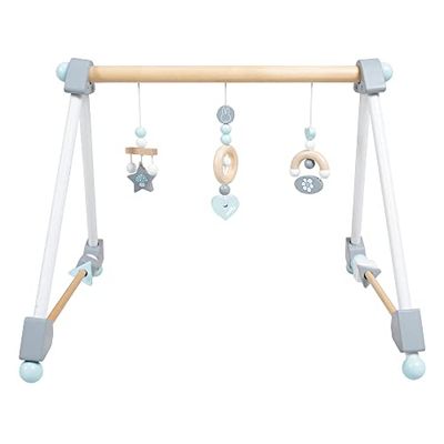 roba Ginásio de desenvolvimento de madeira para bebés miffy, trapézio com 3 pingentes e formas giratórias, arco de jogos resistente, natural / cores pastel