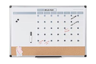 Bi-Office Lavagna Cancellabile a Secco, Planner Mensile, Cornice In Plastica, 60 x 45 cm
