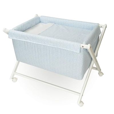 Minicuna Deluxe: El Refugio Ideal para tu Bebé, Tejidos Acogedores Algodón. (Liberty Celeste)
