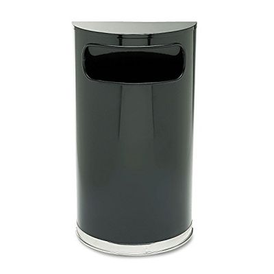 Rubbermaid Commercial Products Commercial Products FGSO820PLBK Réceptacle de Déchets de Séries Européen et Métallique, 34 L, Acier Inoxydable, Demi-Lune, Noir/Chrome