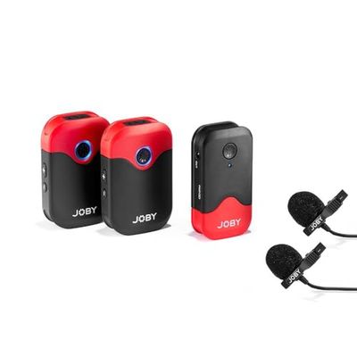 JOBY Wavo Air Sistema de Micrófono Inalámbrico de 2.4Ghz, 2 Transmisores y Montaje Diseñado, Vlogging, Producción Películas, Entrevistas, Micrófonos Inalámbricos, Smartphone, Cámara