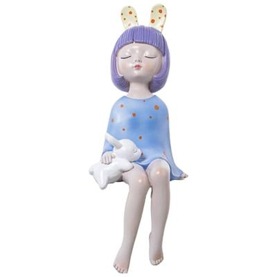 Alexandra House Living Figura Decorativa Azul Plástico Conejo Orejas 11 x 15 x 31 cm
