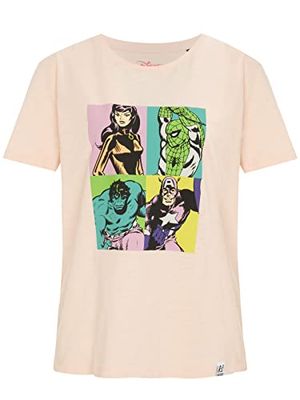 Recovered Women's Marvel Pop Art Portrait Print Pale Pink Vrouwen Fitted by L T-shirt, L, roze, L