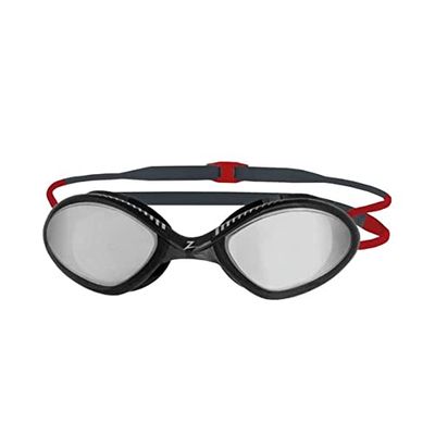 Zoggs Tiger vuxen simglasögon, UV-skydd simglasögon, snabbjusterande komfortglasögonremmar, dimfria simglasögon, zoggs-glasögon vuxna ultra fit, titanlins solskydd