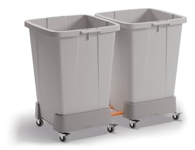DURABLE - Chariot à roulettes pour conteneur DURABIN 90L carré - Avec 4 roulettes dont 2 équipées de frein - En polypropylène réutiliser