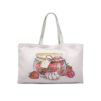 Bonamaison Printed Tote Bag, Reusable Grocery Bag, Shopping Bag, Machine Washable, Foldable, Canvas Cloth Bag with Handles, 47x42 Cm