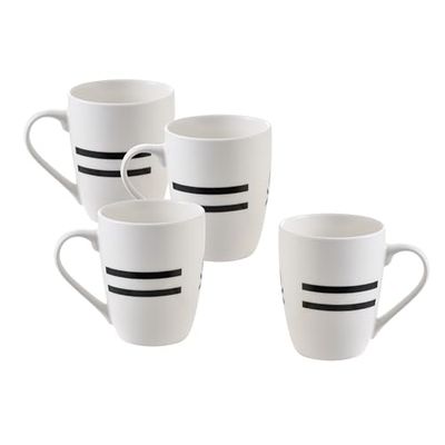 UNITED COLORS OF BENETTON. BE112 Set 4p mugs 11cm 360ml ny ben Kina design logotyp tryckt svart hus Benetton, lergods