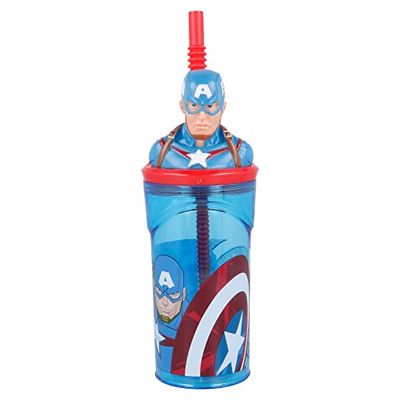 Stor 3D FIGURITE Glass 360 ML Avengers Comic Heroes Captain America, Multicoloured, Juego de 2 piezas