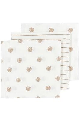 MEYCO Baby Dot Stripe mouchoirs en Mousseline, 3 pièces (mouchoirs en Mousseline, mouchoirs en Mousseline 100% Coton, très absorbants & séchage Rapide, multifonctionnels), Sable