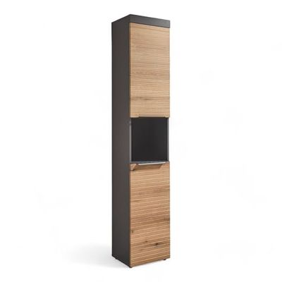Stella Trading Tarawa Armoire de Salle de Bain Haute en Graphite, Aspect chêne Evoke certifié FSC, avec Beaucoup d'espace de Rangement, 36 x 190 x 31 cm (l x H x P)