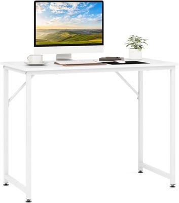 FANTASK Scrivania, scrivania da ufficio 100 cm, scrivania piccola per computer (bianco)