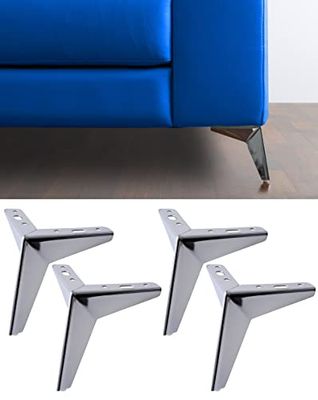 IPEA 4X Piedi per Divani e Mobili modello JAZZ – Set di 4 Gambe in Ferro – Design Moderno ed Elegante Colore Argento Lucido, Altezza 135 mm