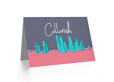 Wee Blue Coo Callanish Standing Stones Lewis Hebrides Illustration Greetings Card
