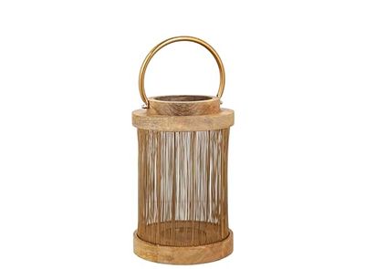 FAROL MADERA/METAL DORADO