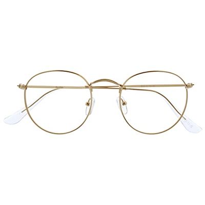 OPULIZE Sol B94 - Occhiali con blocco della luce blu, stile retrò, riducono i riflessi, anti-mal di testa, migliorano il sonno, per giocare al computer, per uomo e donna, Oro, +3.50