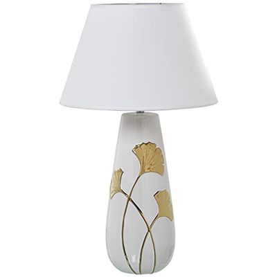 LÁMPARA SOBREMESA CERÁMICA BLANCO/ORO+52825, 1XE27, MAX.60W °35X58CM, BASE:°16X45CM