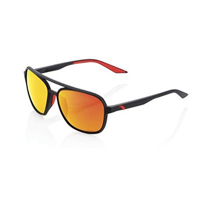 Ride100percent Kasia Aviator Round-Soft Tact Black-Hiper Red Multilayer Mirror Lens, Vuxna Unisex, Svart, STANDAR