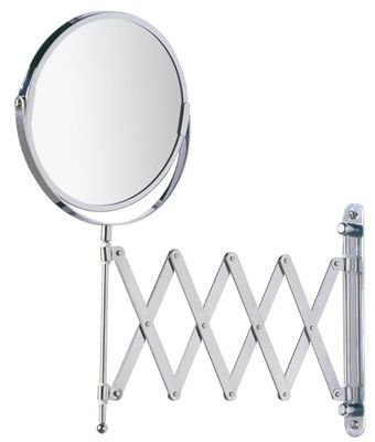Wenko 15165100 Specchio Cosmetico da Parete Telescopico Exclusiv, Acciaio, Materiale Plastico, 19 x 38,5 x 50 cm, Cromo