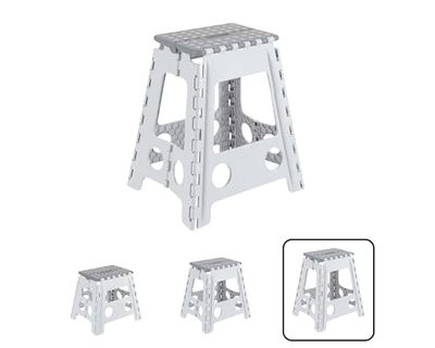 ARREGUI TB-045-GB Tabouret pliant | Marchepied pour adultes et enfants | Escabeau pliant | Tabouret marchepied enfant | Pour cuisine, salle de bain, camping | 45 cm hauteur | Blanc et Gris