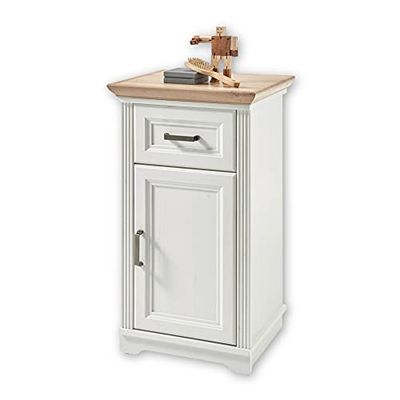Stella Trading JASMIN Commode de salle de bains avec tiroir en pin clair, aspect chêne d'Artisan - armoire style campagnard avec beaucoup d'espace de rangement - 48 x 85 x 43 cm (l/h/p)