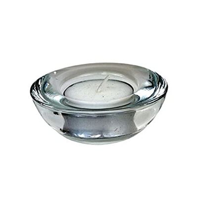 Genware NEV-TLH7 Glass Round Tea light Holder, 75 mm Diameter