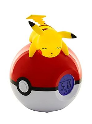 Pokémon- Pikachu wekker met radioverlichting, uniek, 811354, geel, 12 x H15 x 11,5 cm (verpakking kan variëren)