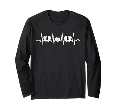 Twin Mom Twin Dad Heartbeat Baby feet Twinns Long Sleeve T-Shirt