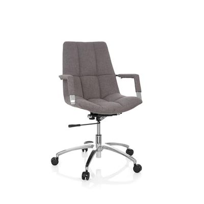 hjh OFFICE 670911 SARANTO krzesło biurowe, szare, z podłokietnikami w stylu retro, regulacja wysokości