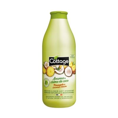 Cottage Moisturising Shower Gel & Bath Milk – 97% Natural Ingredients, pH Neutral, Dermatologically Tested, Hydrating Body Wash with Pineapple & Coconut Cream Fragrance, Nourishing for Dry Skin, 750ml
