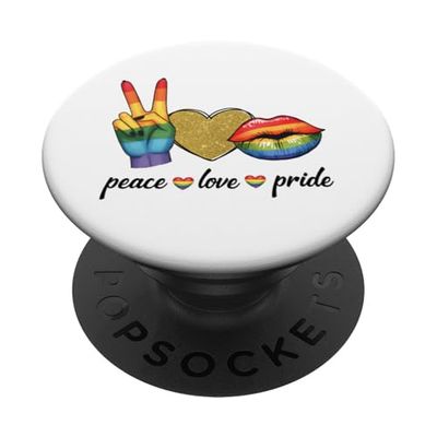 Cute Peace Love Pride LGBT - Rainbow Lips LGBTQ Pride PopSockets PopGrip Adhesivo
