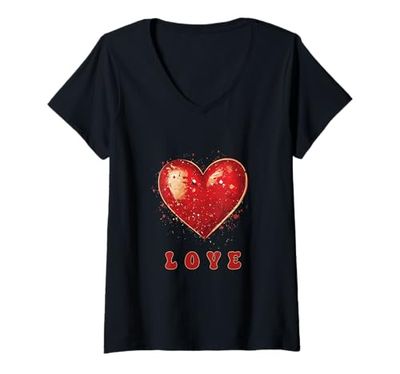 Mujer Life Is Really Good Love Retro Heart Día de San Valentín Camiseta Cuello V