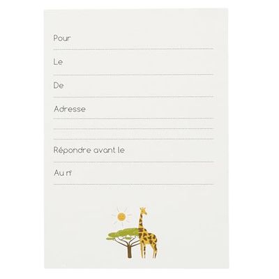 PARTY TIME - EA10229 - Lote de 6 Tarjetas de invitación Sabana