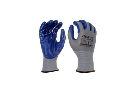 DRW Guantes Trabajo nitrilo sin Costura 4121X Grip 13 Grises 12 Juegos Talla L