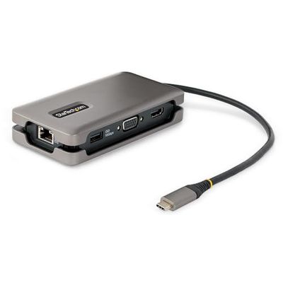 StarTech.com Adaptador Multipuertos USB-C - HDMI 4K a 60Hz VGA - Hub Ladrón USB de 3 Puertos - Power Delivery de Paso de 100W - GbE - Docking Station USB Tipo C de Viajes - Cable de 30cm (DKT31CVHPD3)