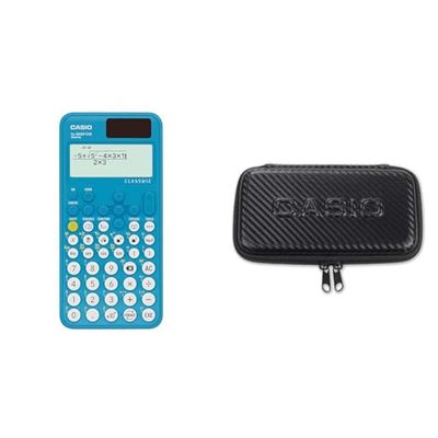 Casio FX-85SP CW - Calculadora Científica Azul, Recomendada para el Curriculum Español y Portugués + FX-Case-CB-BK2, Funda Protectora Negro