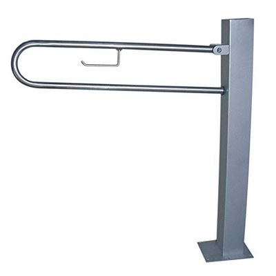 PrestoEquip - Barra di appoggio ribaltabile per pavimento, in acciaio inox opaco, 175 88175