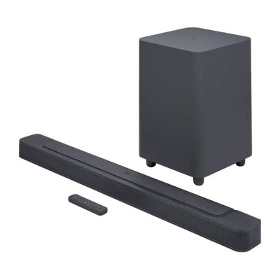 JBL Bar 500, Soundbar a 5.1 Canali per TV e Subwoofer Wireless, con Telecomando, Dolby Atmos e MultiBeam Surround Sound, PureVoice, Potenti Bassi, Connessione HDMI eARC con 4K Dolby Vision, Nero