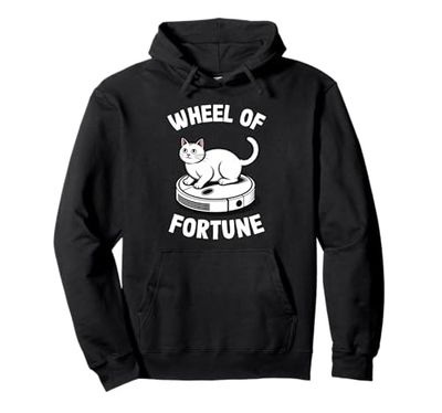 Wheel Of Fortune Cat On Robot Vacuum Cleaner Cat Pullover Hoodie