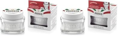 Proraso | Crème avant-rasage pour peaux sensibles (pot de 100 ml) – Crème de pré-rasage adoucissante aux extraits d'avoine et de thé vert – Fabriquée en Italie (Lot de 2)