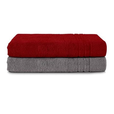 Komfortec Toallas de baño Jumbo, 100% algodón, Secado rápido, 80 x 200, Gris y Rojo
